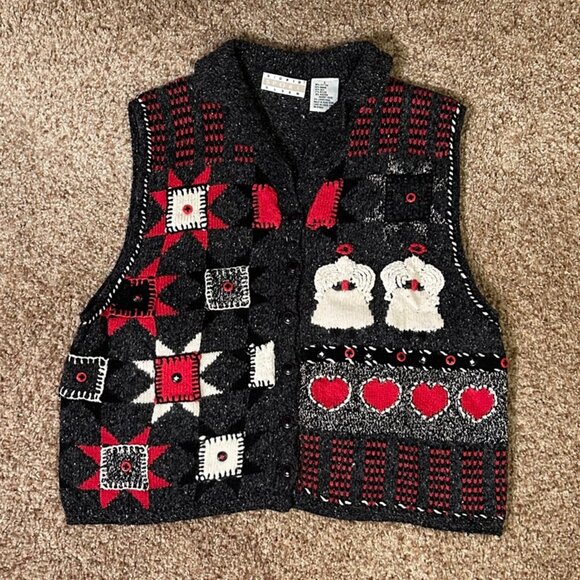 Sigrid Olsen Christmas Sweater Vest Women's Size Large - Picture 1 of 3